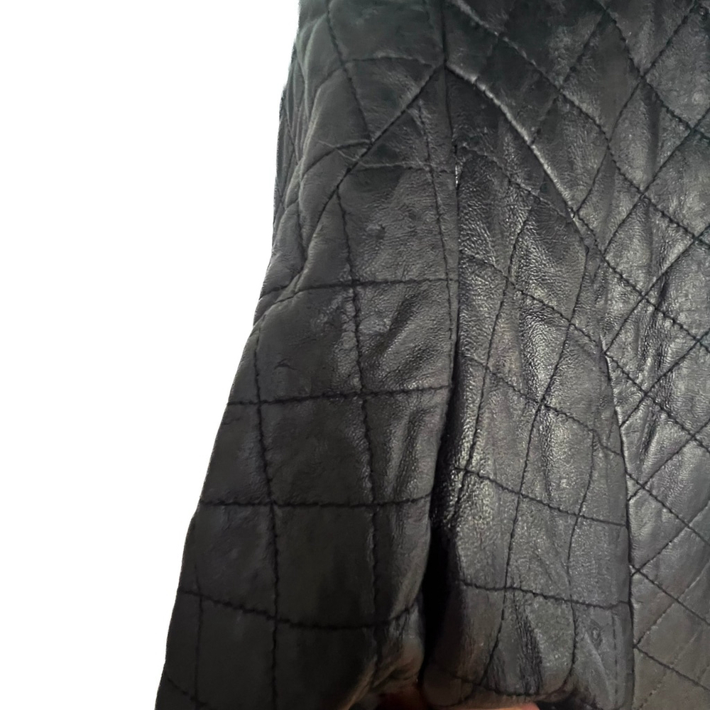 Neiman Marcus Exclusive Quilted Lamb Leather Jacket Women’s 2X Black Quiet Lux - Picture 7 of 14